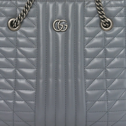 Gucci Calfskin Matelasse Aria Medium GG Marmont Shoulder Tote Deep Grey 8 of 11