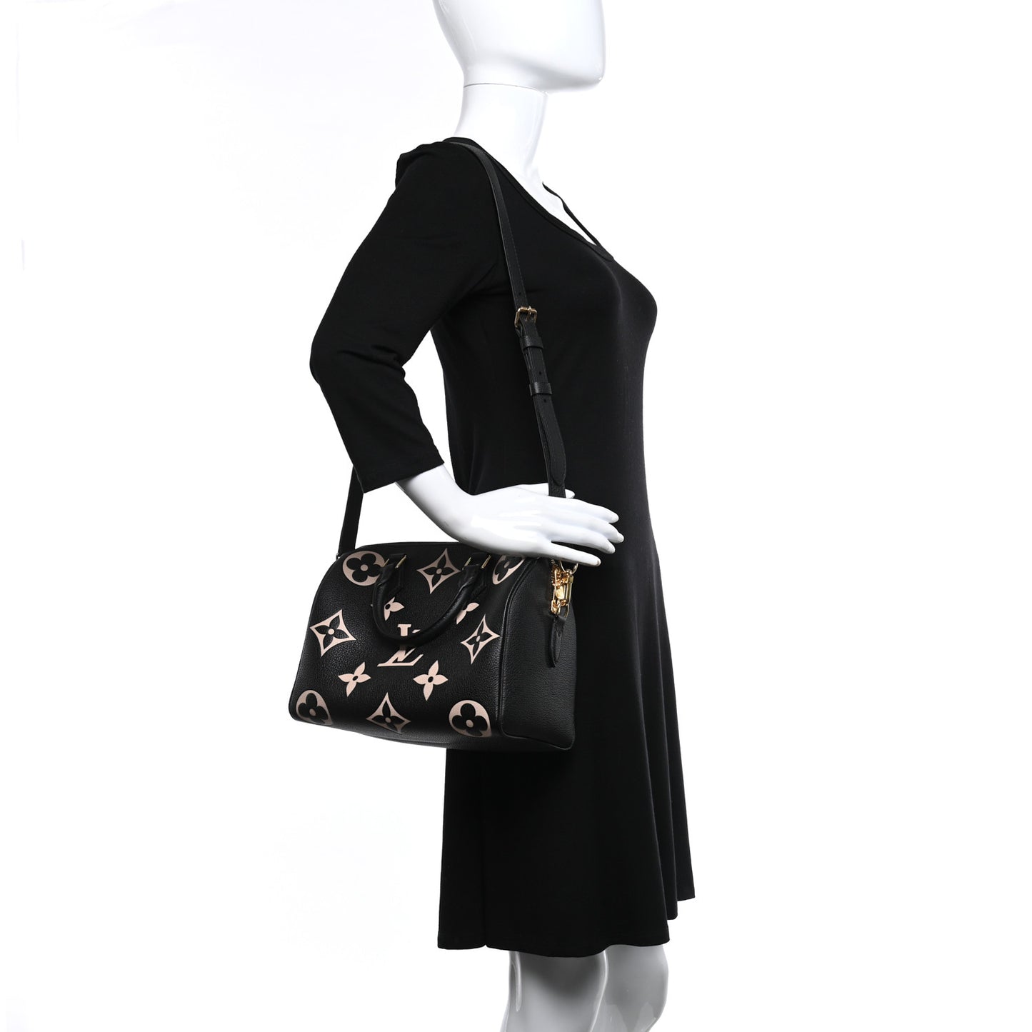 Empreinte Monogram Giant Speedy Bandouliere 25 Black Beige