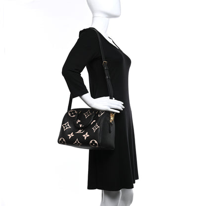 Louis Vuitton Empreinte Monogram Giant Speedy Bandouliere 25 Black Beige 2 of 8