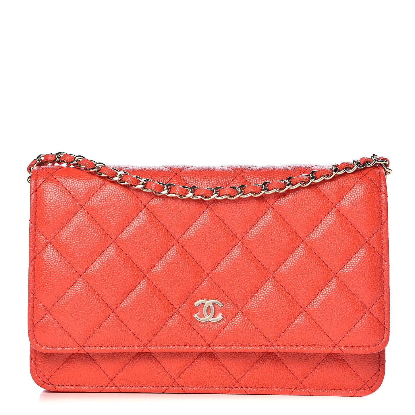 Caviar Quilted Wallet on Chain WOC Red