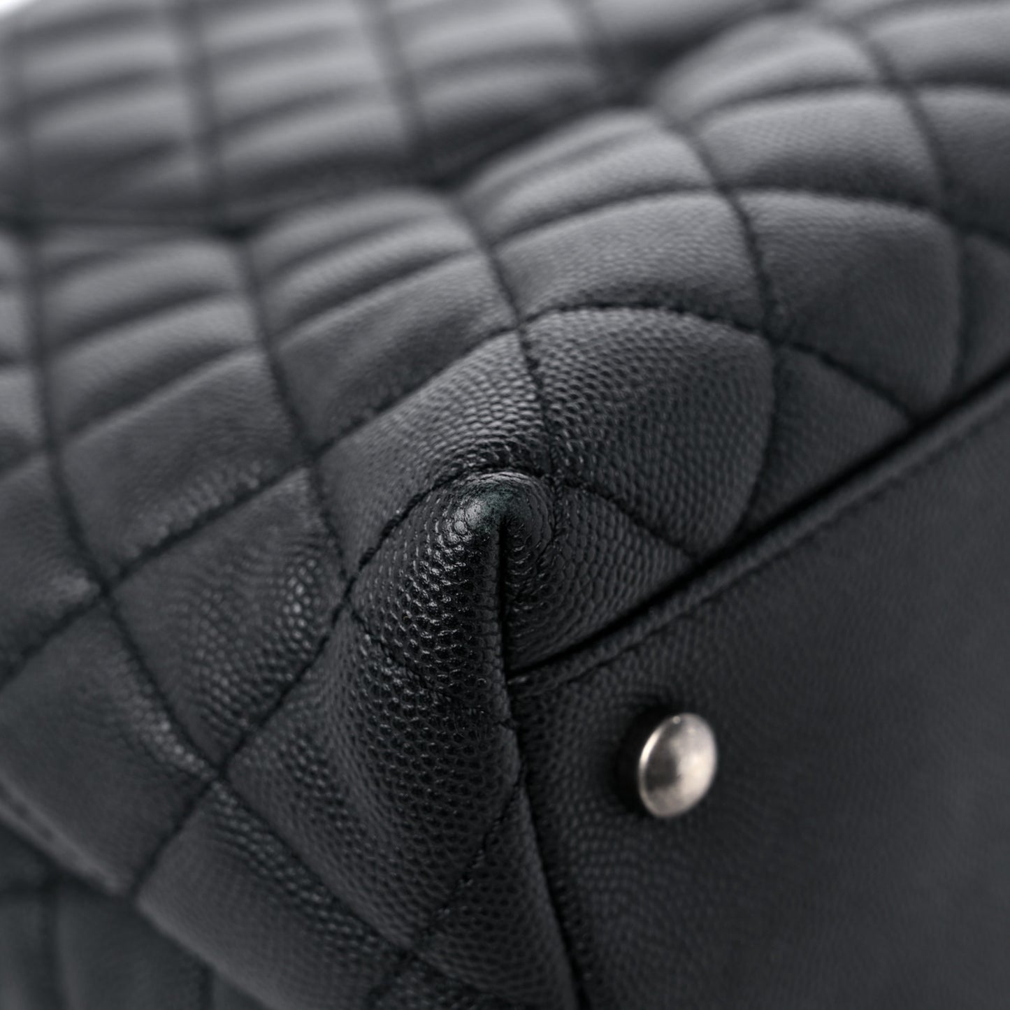 Caviar Lizard Quilted Large Coco Handle Flap Black