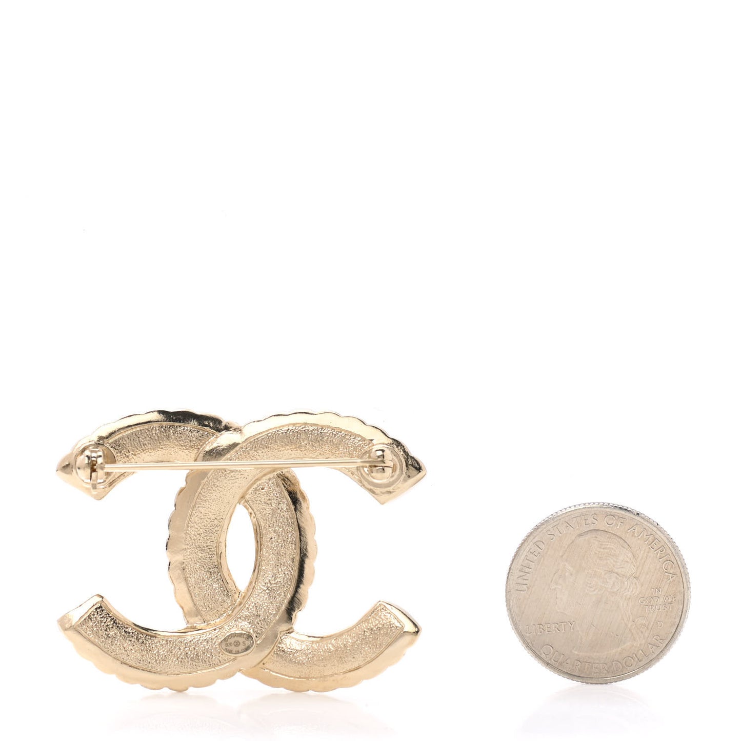 Pearl Crystal Queen of France CC Brooch Gold
