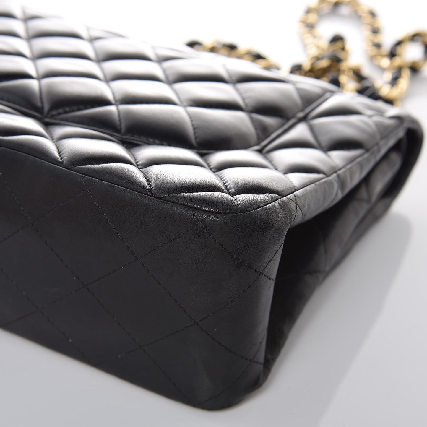 Lambskin Quilted Jumbo Double Flap Black