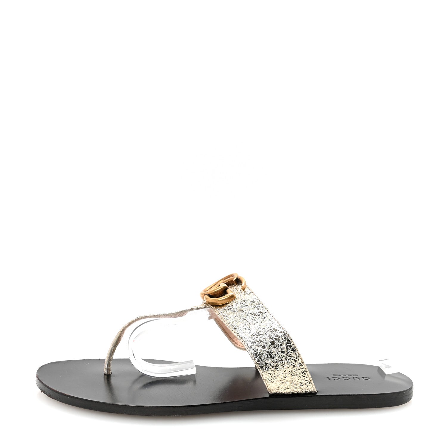 Gucci Nappa Silk Galassia GG Marmont Thong Flat Sandals 38.5 Platino 1 of 8
