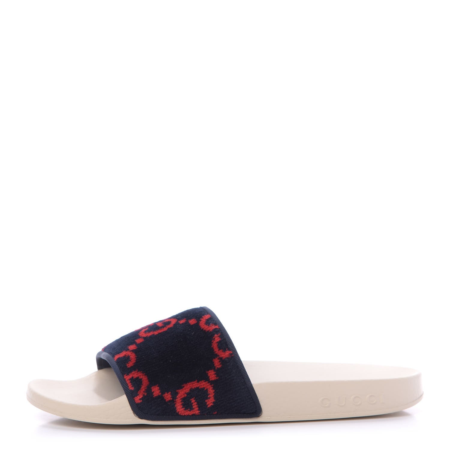 Gucci Terry Cloth GG Monogram Slide Sandals 37 Blue Red 1 of 8