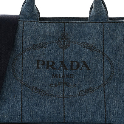 Prada Denim Small Logo Tote Bleu 8 of 10