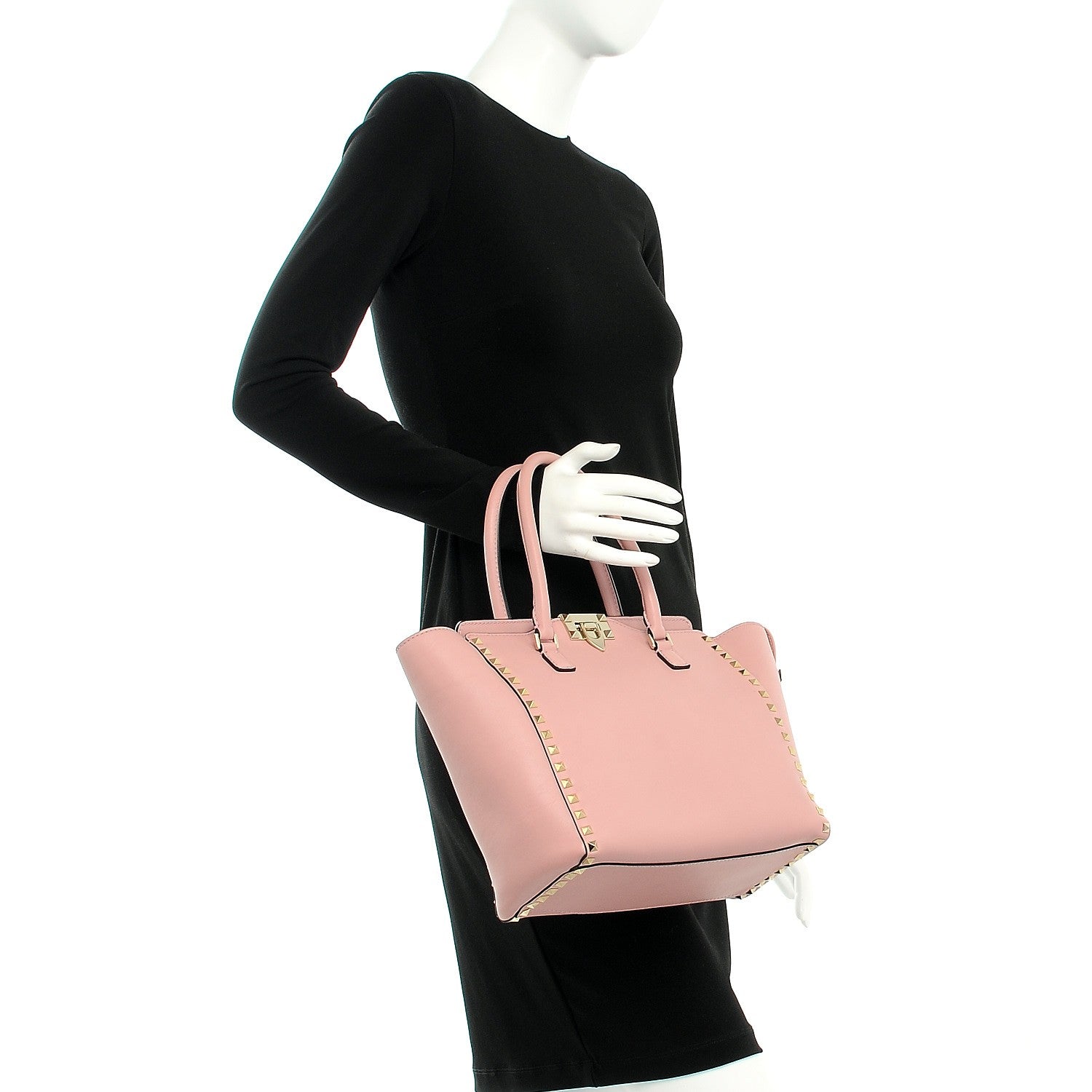 Valentino Garavani Vitello Rockstud Double Handle Tote Pop Gardenia 3 of 11