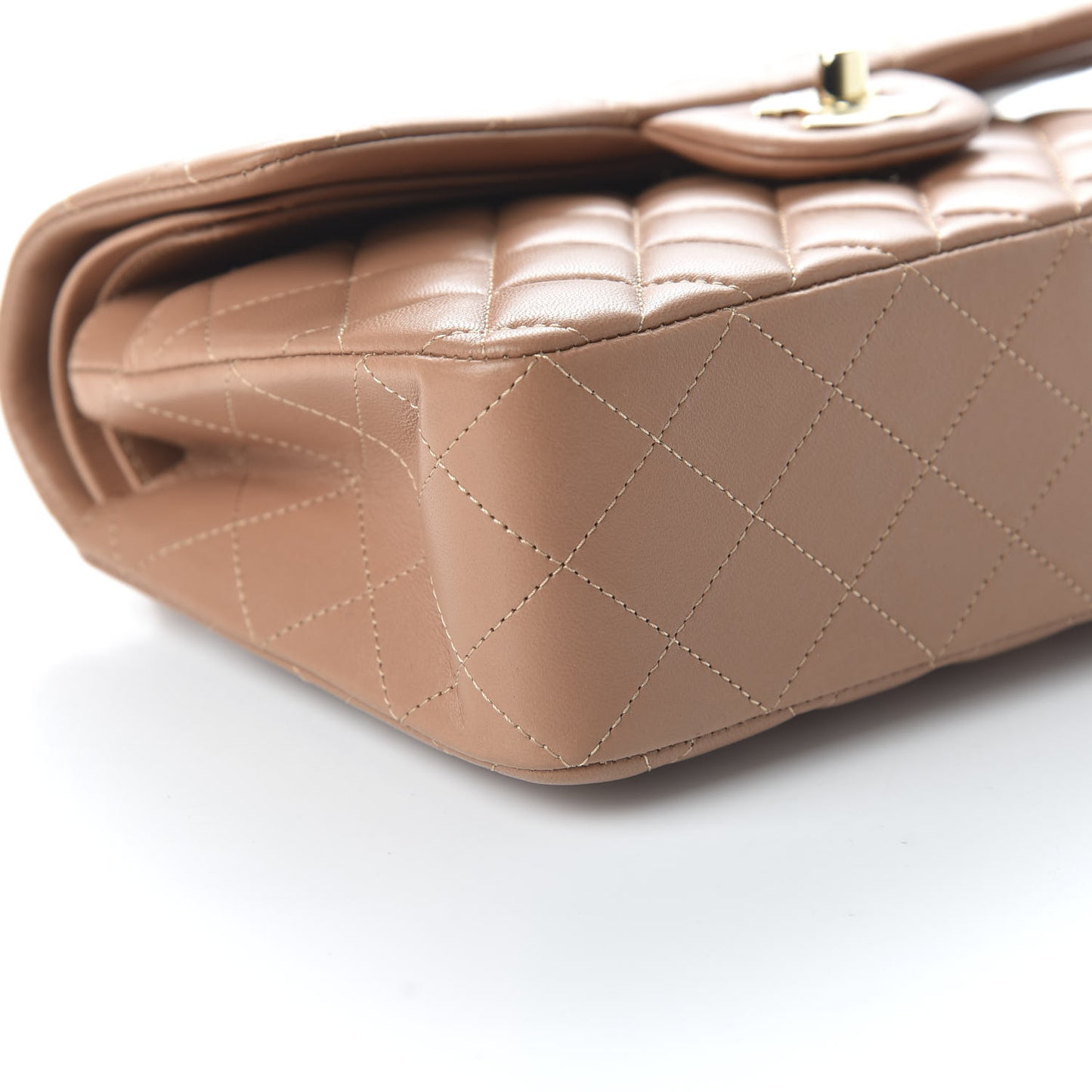 Lambskin Quilted Small Double Flap Brown