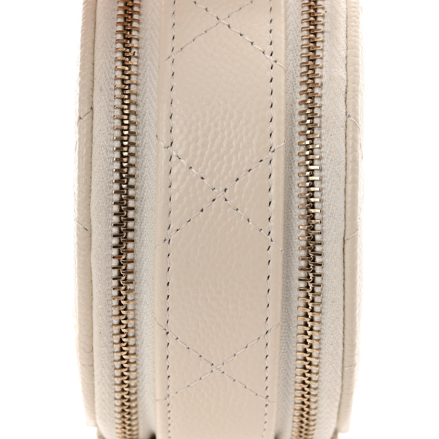 Caviar Quilted Round Handle With Care Vanity With Chain White