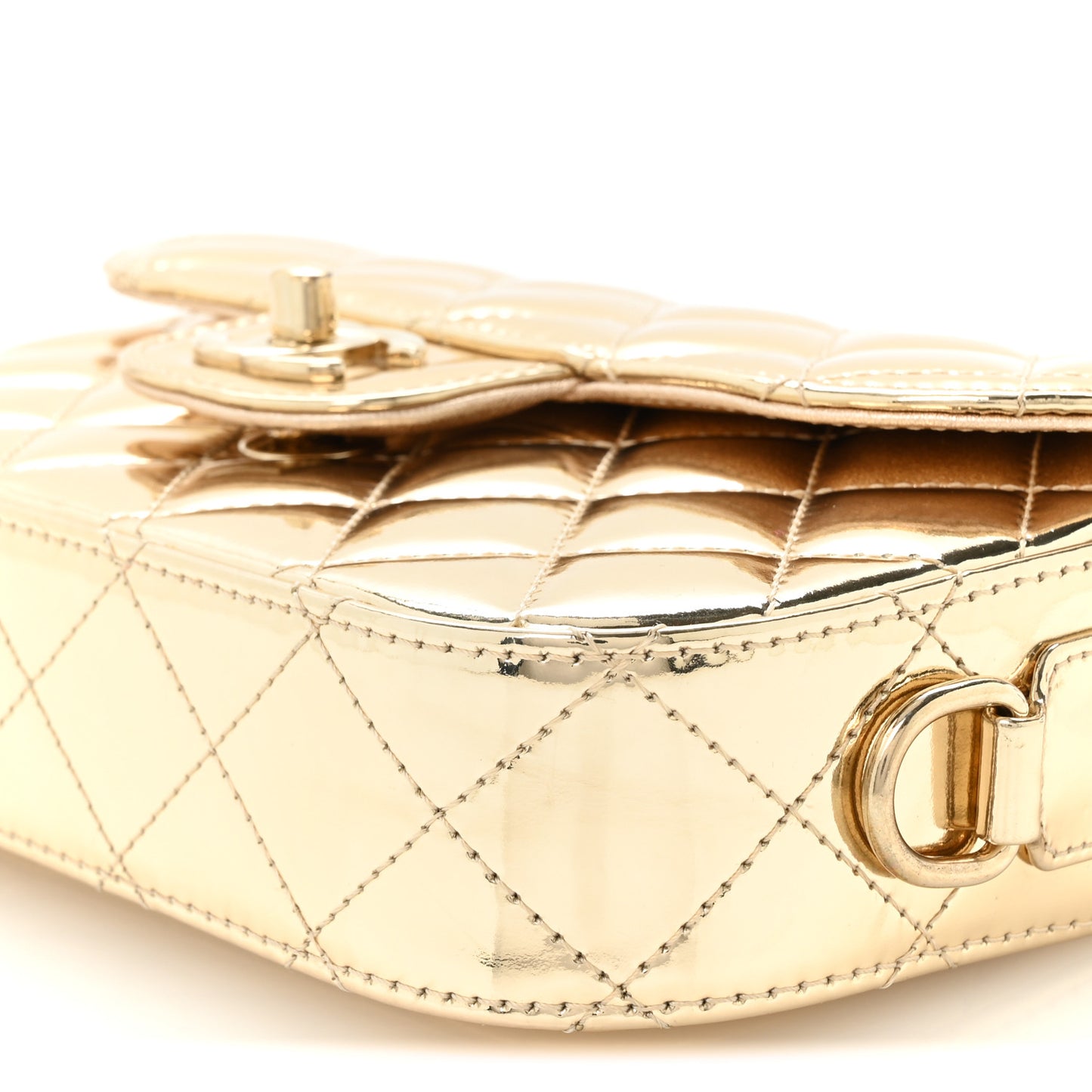 Mirror Calfskin Metallic Calfskin Quilted Hollywood Boulevard Mini Flap With Star Coin Purse Gold