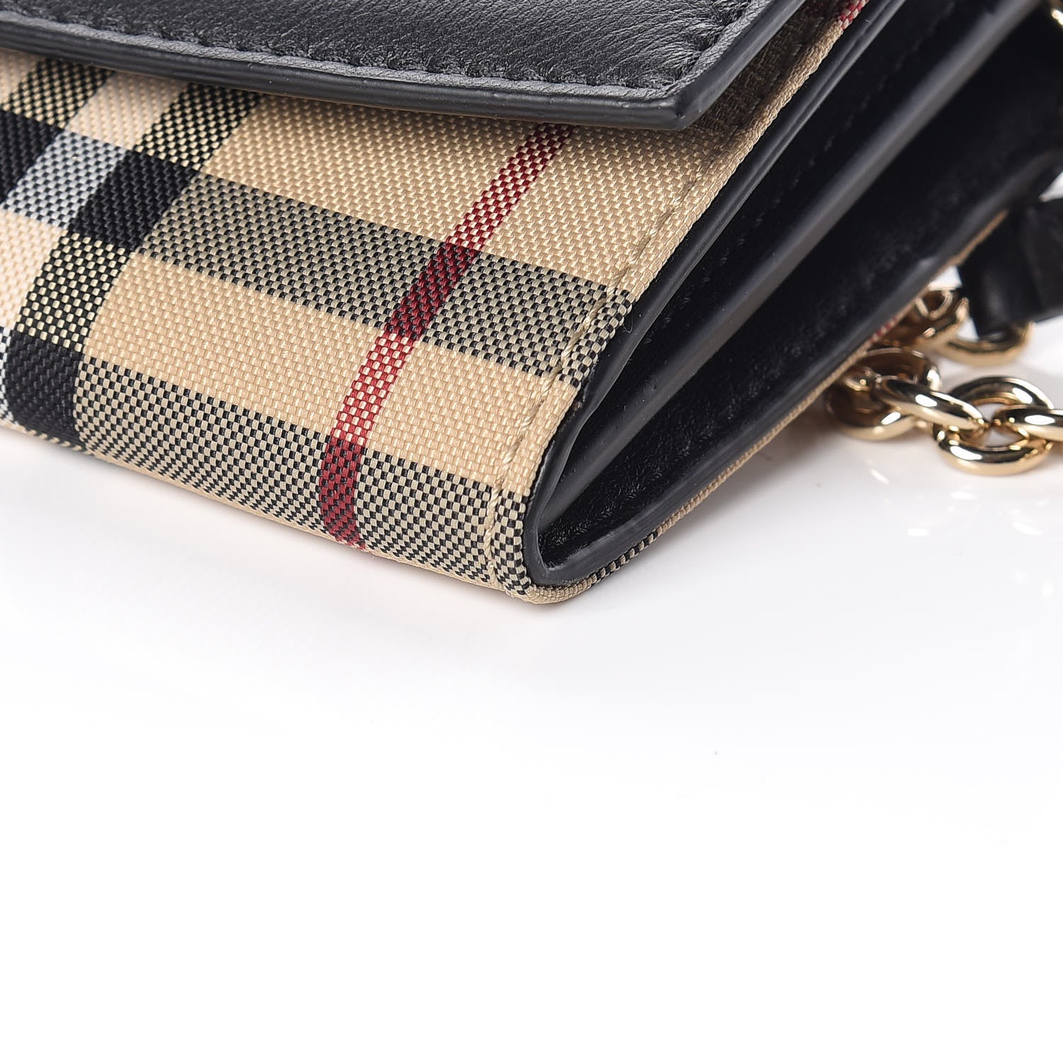 Burberry Calfskin Horseferry Check Henley Wallet On Chain Black 9 of 9