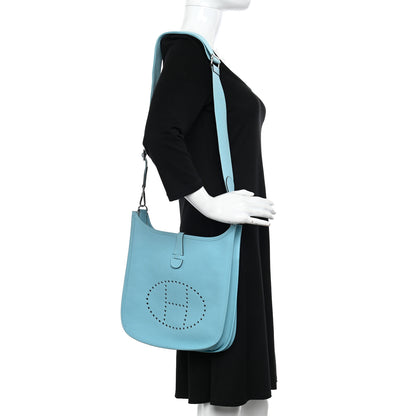 Hermes Taurillon Clemence Evelyne III PM Bleu Atoll 3 of 12