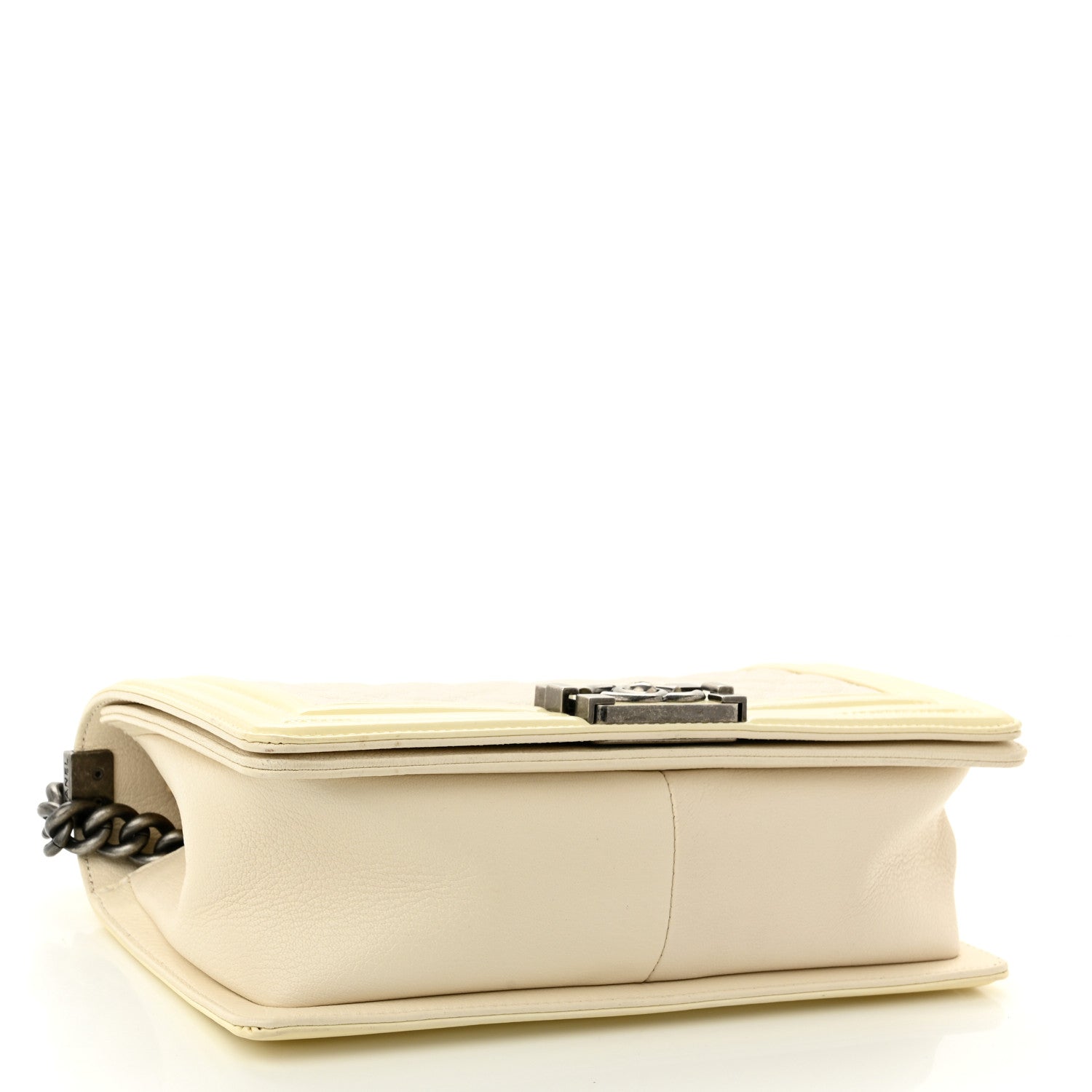 Chanel Goatskin Quilted Patent Medium Duo Boy Flap Ecru 3 of 8