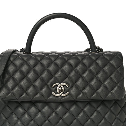 Chanel Caviar Quilted Medium Coco Handle Flap Dark Grey 7 of 10