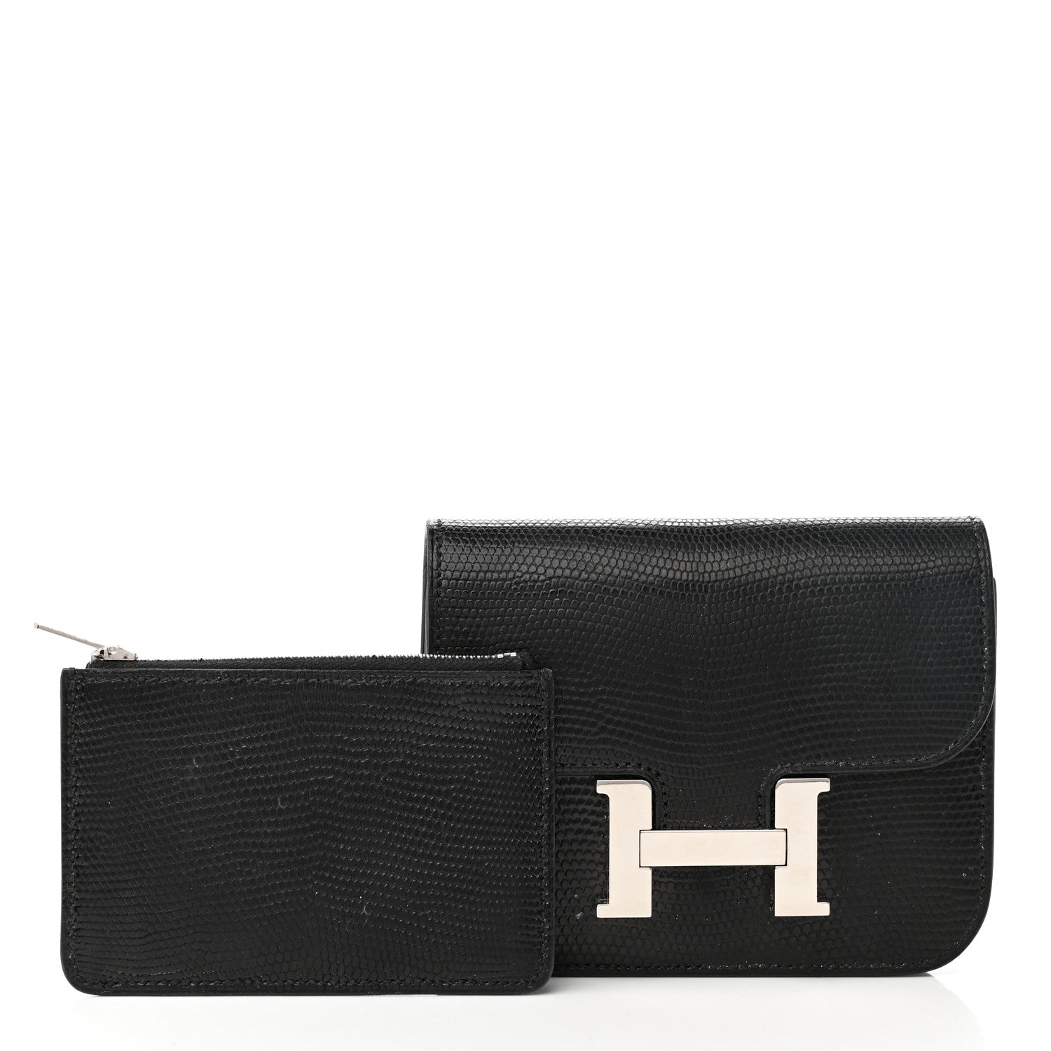 Hermes Lizard Constance Slim Wallet Black 2 of 14