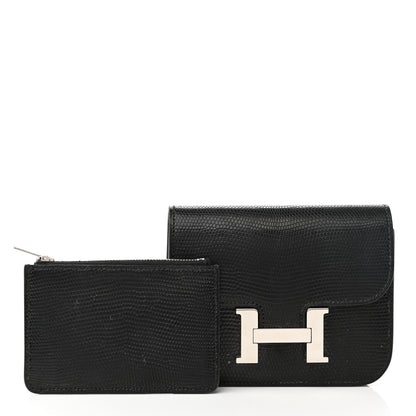 Hermes Lizard Constance Slim Wallet Black 2 of 14