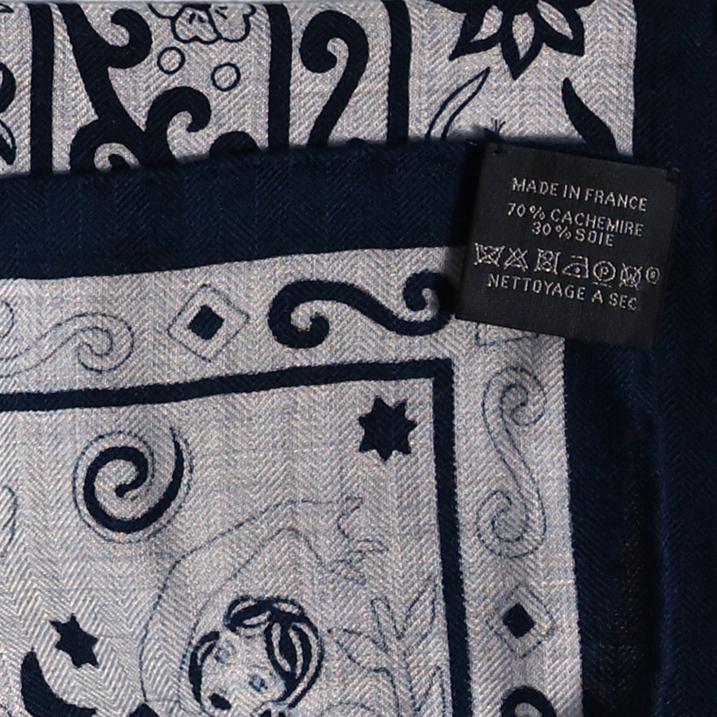 Cashmere Silk Peuple Du Vent Shawl 140 Gris Chine Marine