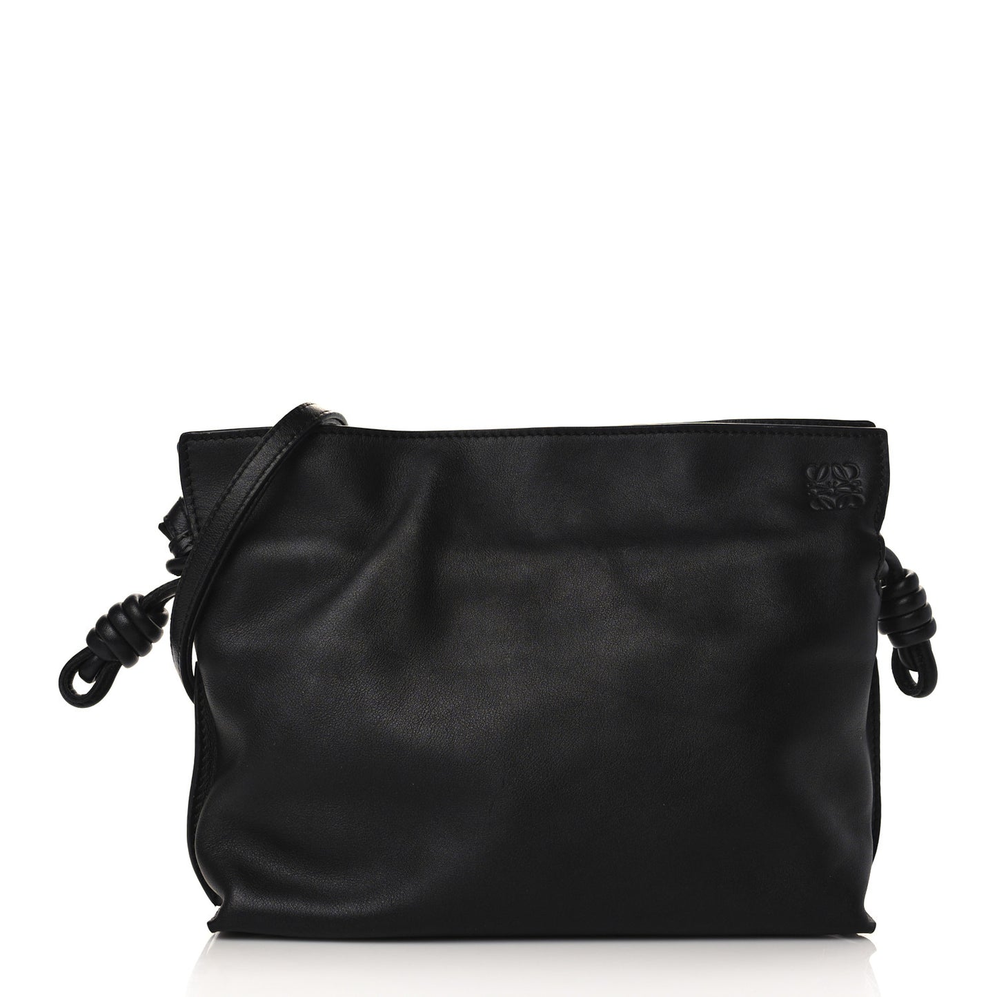 Calfskin Mini Flamenco Knot Clutch Black