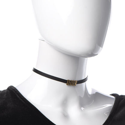 Christian Dior Grosgrain Ribbon Dior Logo Choker Necklace Black 2 of 6