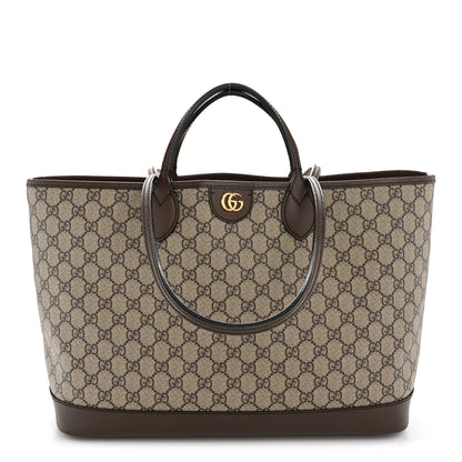 Gucci GG Supreme Monogram Textured Calfskin Medium Ophidia Shoulder Tote Bag Beige Ebony New Acero 1 of 13