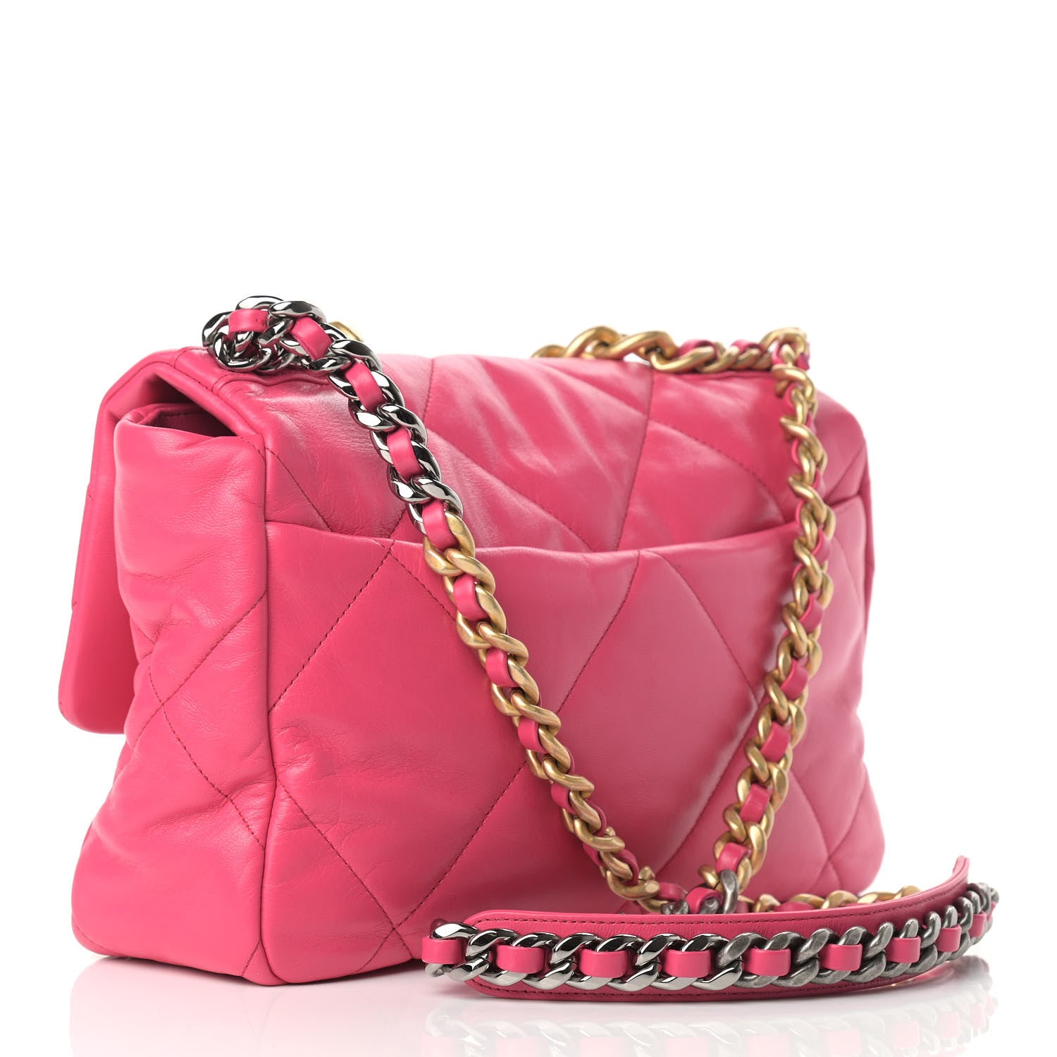 Chanel Goatskin Quilted Large Chanel 19 Flap Dark Pink 3 of 11