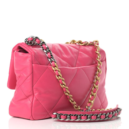 Chanel Goatskin Quilted Large Chanel 19 Flap Dark Pink 3 of 11