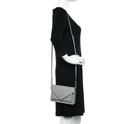 Prada City Calfskin Saffiano Envelope Flap With Chain Nube 2 of 9