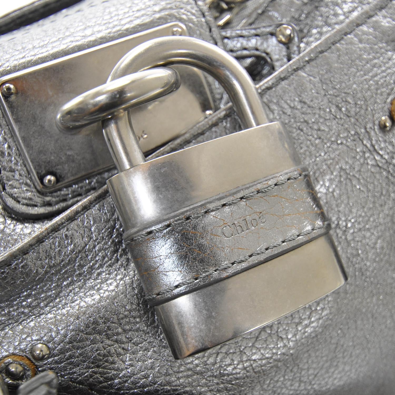 Chloe Leather Paddington Metallic Silver 7 of 13