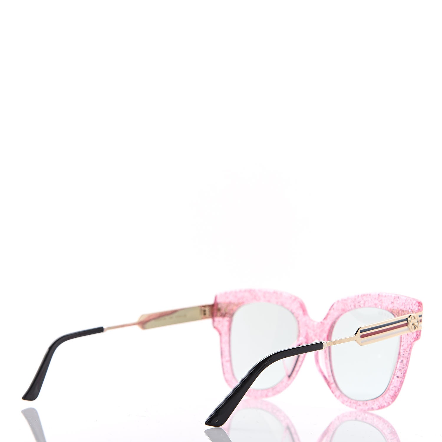 Gucci Acetate Square Frame Web Glitter GG0281S Sunglasses Pink 4 of 6