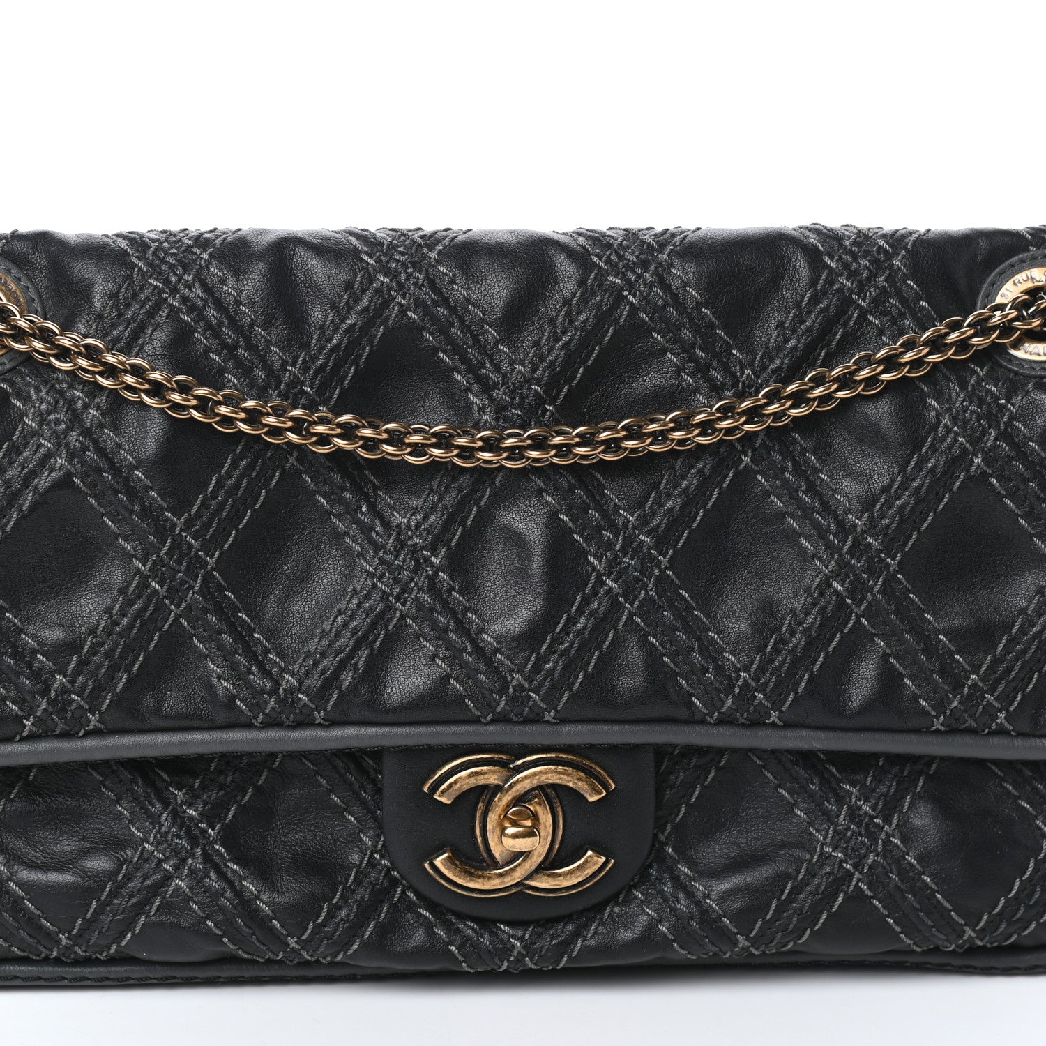 Chanel Calfskin Stitch Triptych Flap Black 8 of 10