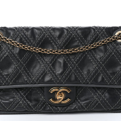 Chanel Calfskin Stitch Triptych Flap Black 8 of 10