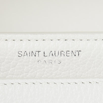 Saint Laurent Grained Calfskin Medium Monogram Sunset Satchel White 6 of 11