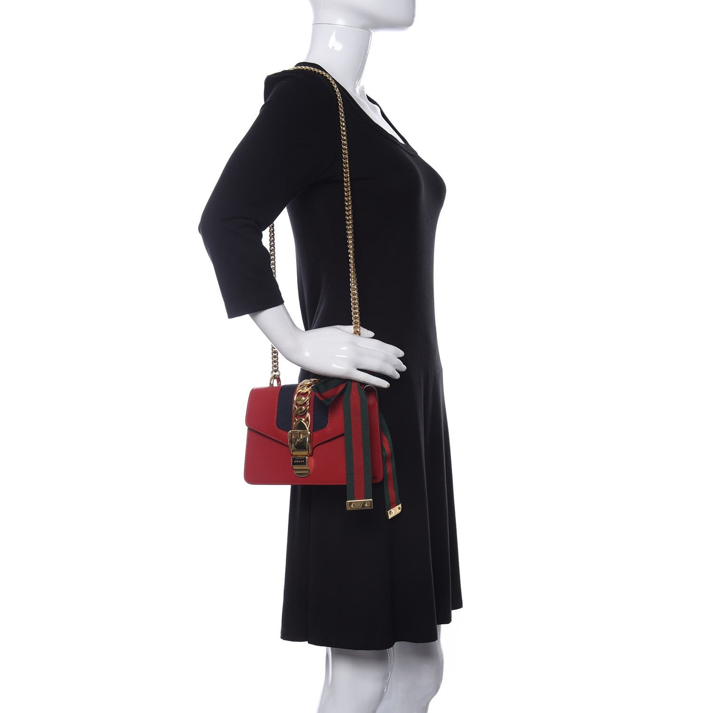 Calfskin Mini Sylvie Chain Shoulder Bag Hibiscus Red