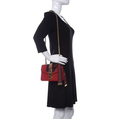 Gucci Calfskin Mini Sylvie Chain Shoulder Bag Hibiscus Red 2 of 11