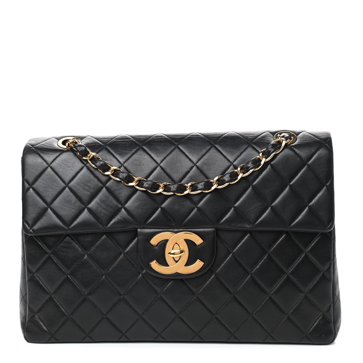 Chanel Lambskin Quilted XL Jumbo Single Flap Black 1 of 10
