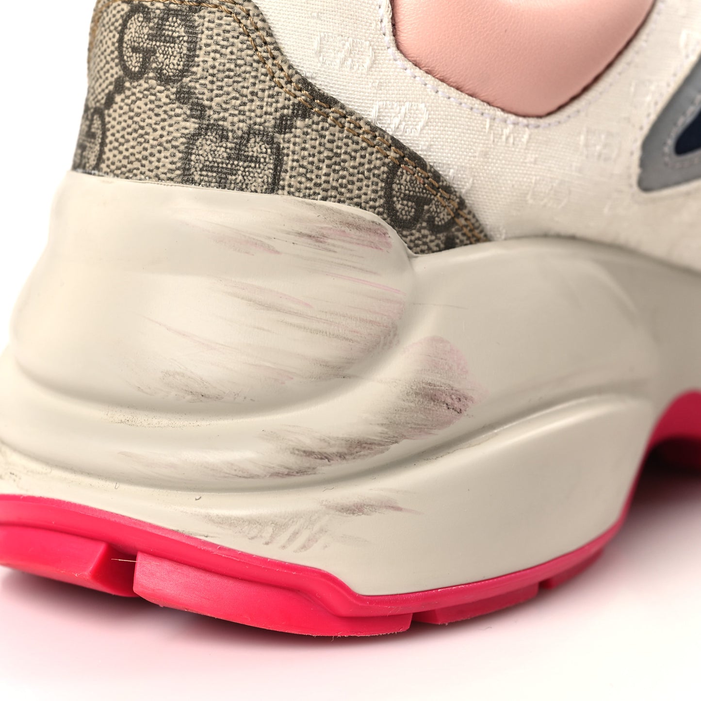 GG Supreme Monogram Mix Monogram Womens Rhyton Sneakers 38 London Blue Beige Pale Pink