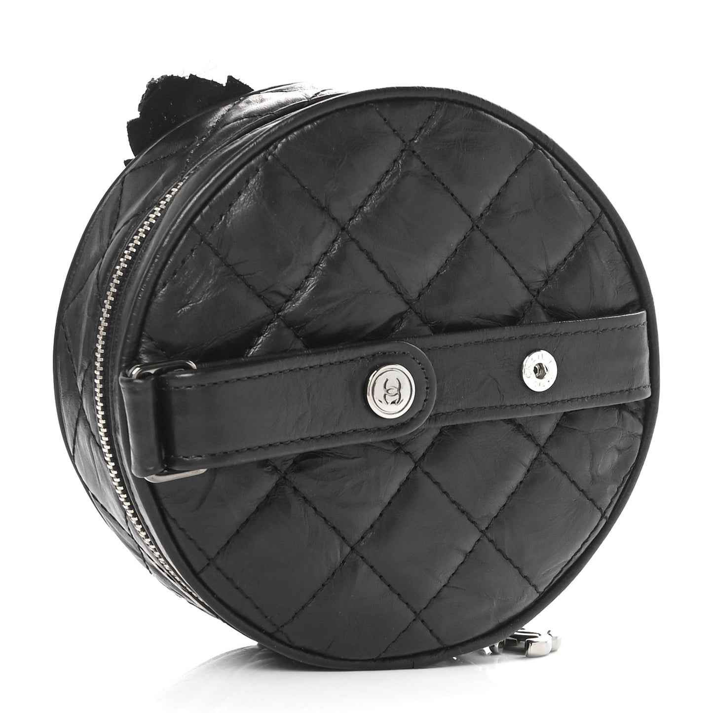 Aged Calfskin Sequin Quilted Camelia Clutch Black