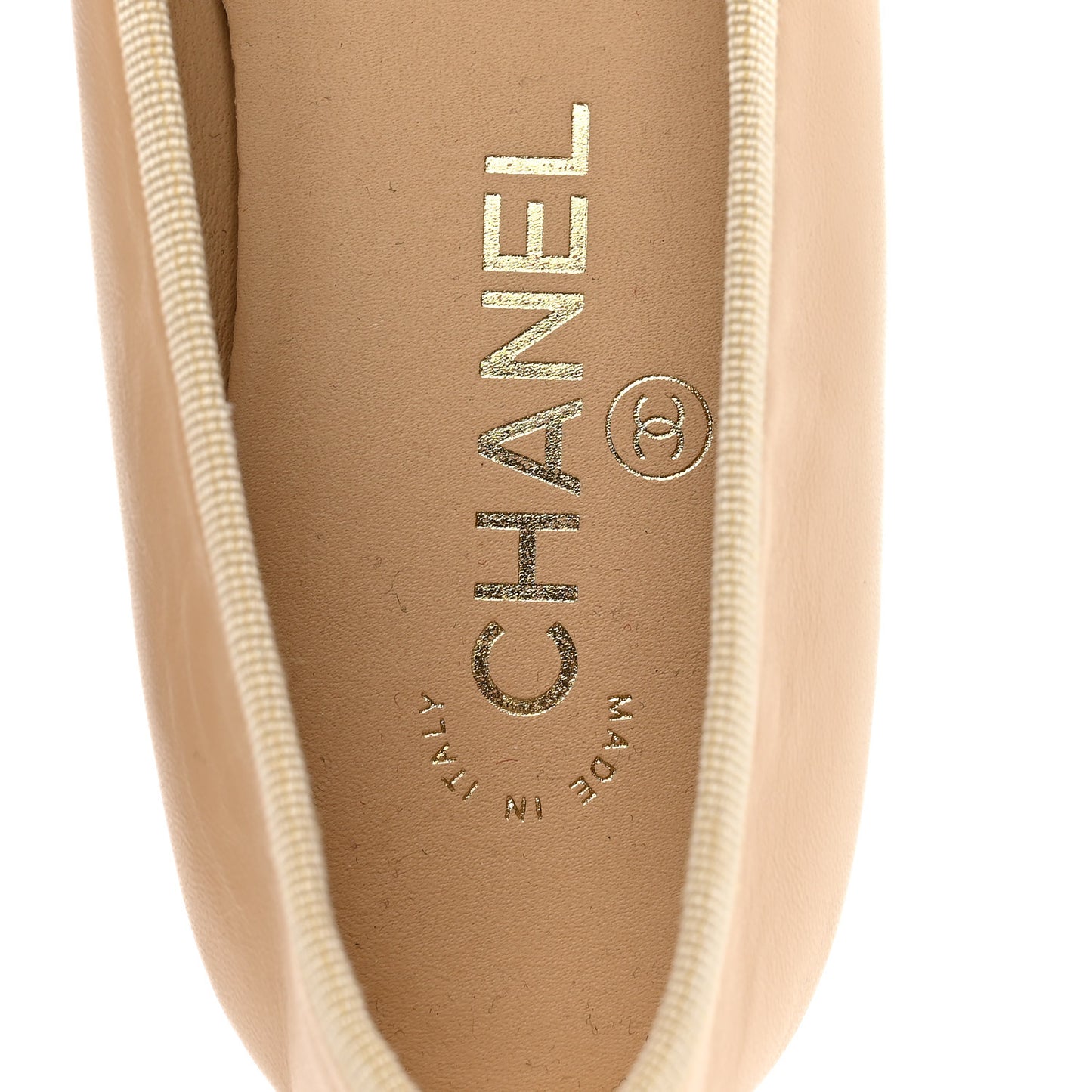 Lambskin Cap Toe CC Ballerina Flats 38 Beige Black
