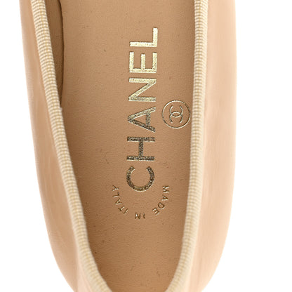 Chanel Lambskin Cap Toe CC Ballerina Flats 38 Beige Black 8 of 9
