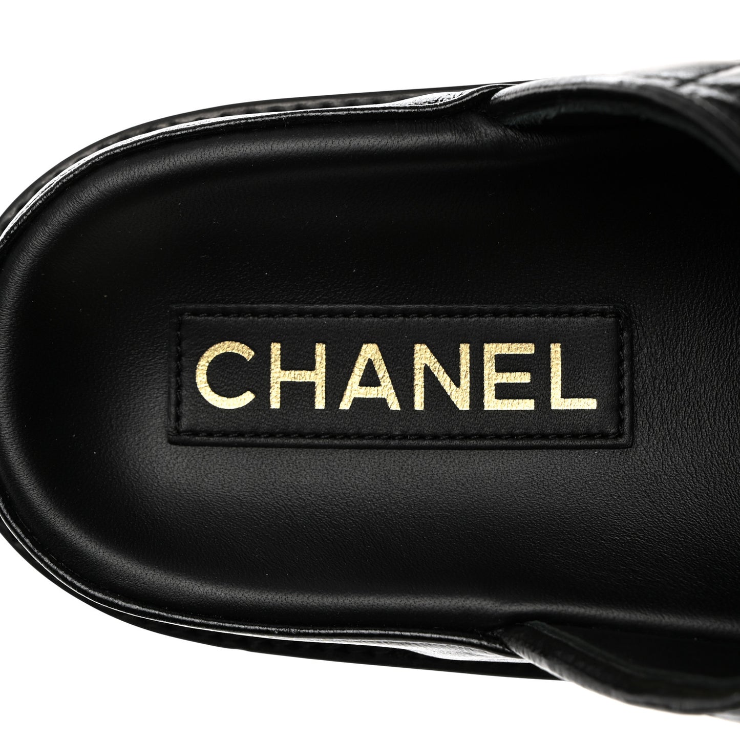 Lambskin Quilted Velcro Dad Chain CC Slide Sandals 39.5 Black