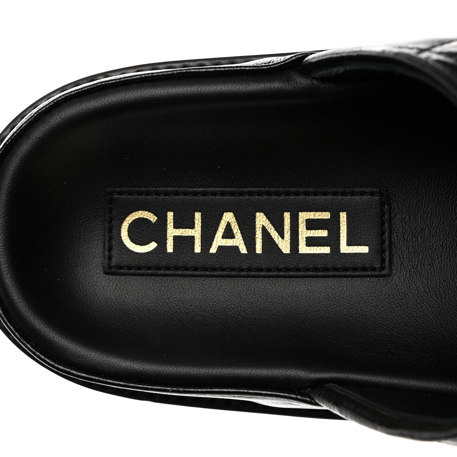 Chanel Lambskin Quilted Velcro Dad Chain CC Slide Sandals 39.5 Black 6 of 10