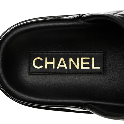 Chanel Lambskin Quilted Velcro Dad Chain CC Slide Sandals 39.5 Black 6 of 10