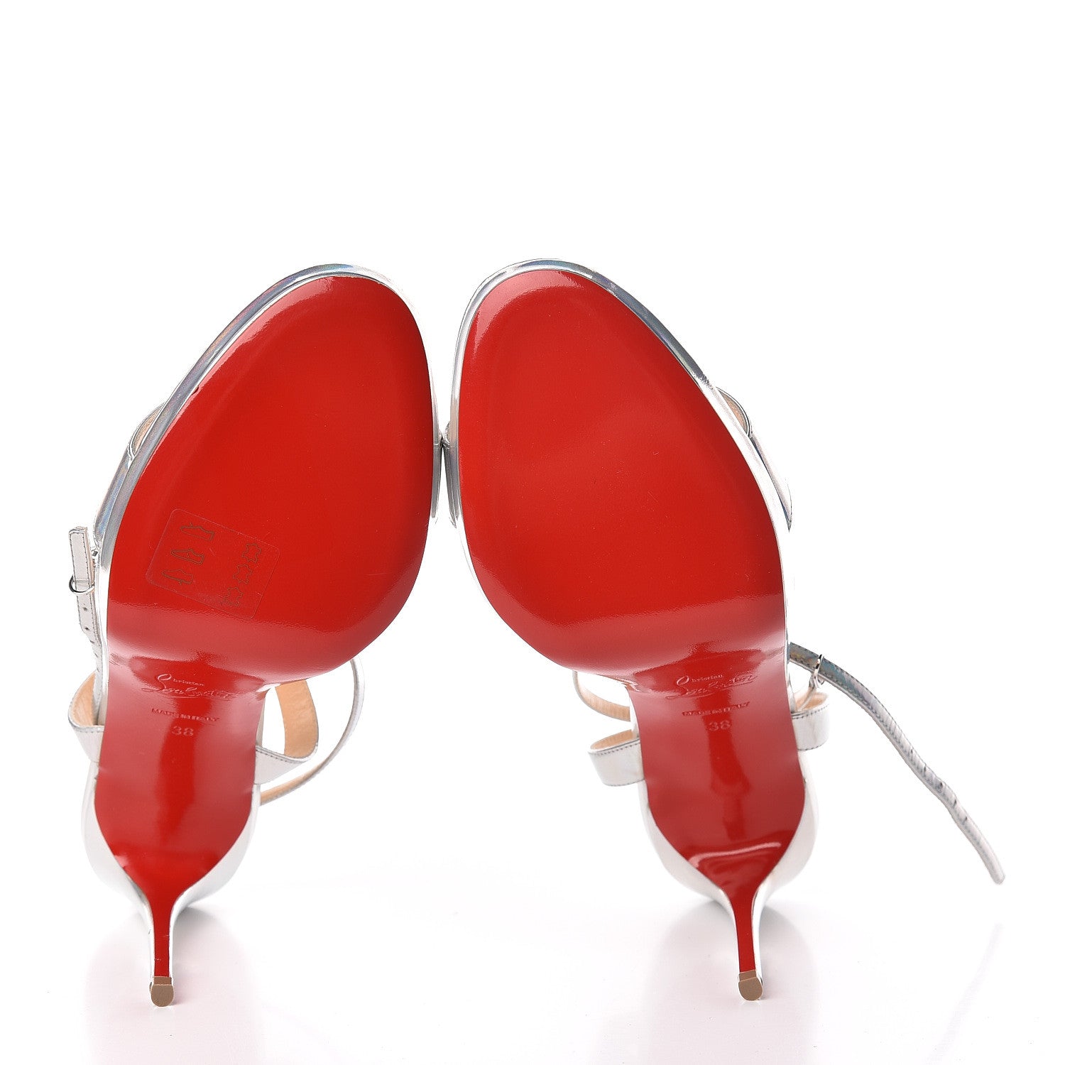 Christian Louboutin Specchio Laser Loubi Queen 100 Platform Sandals 38 Silver 6 of 8