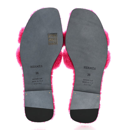 Hermes Woolskin Oran Sandals 36 Rose Fuchsia 5 of 9