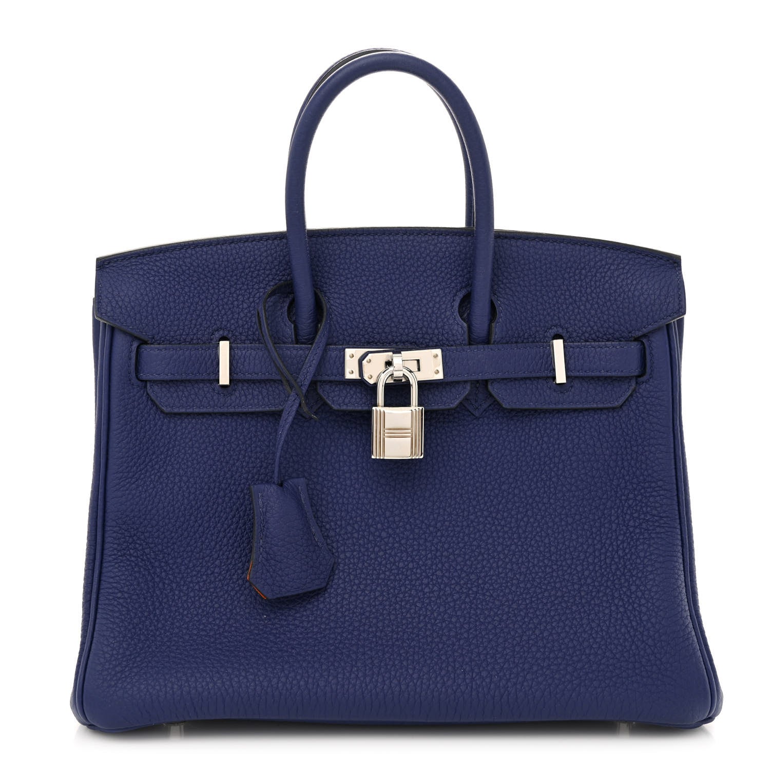 Hermes Togo Verso Birkin 25 Bleu Encre Orange 1 of 12