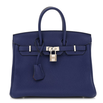 Hermes Togo Verso Birkin 25 Bleu Encre Orange 1 of 12
