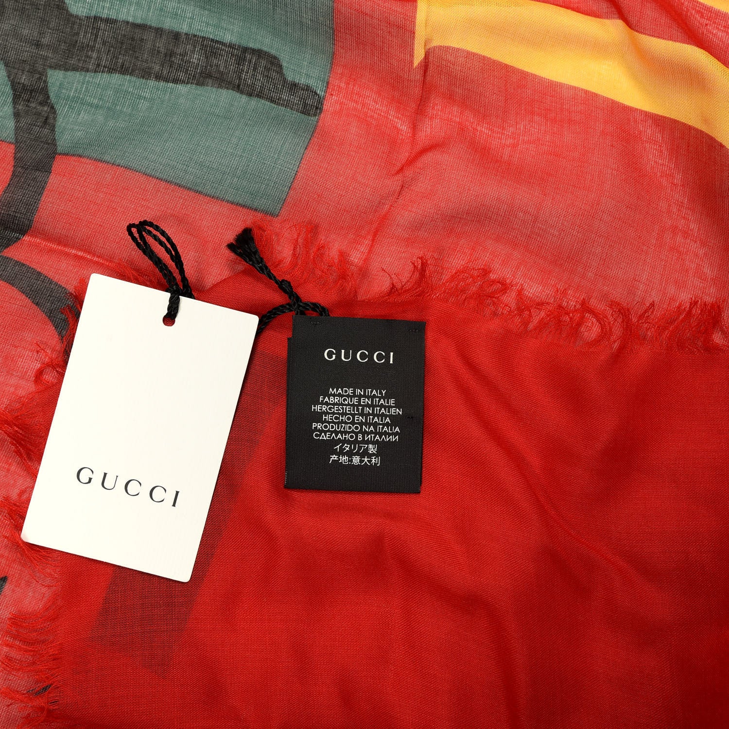 Gucci Modal Silk Coco Capitan Logo Square Scarf Flame 4 of 4