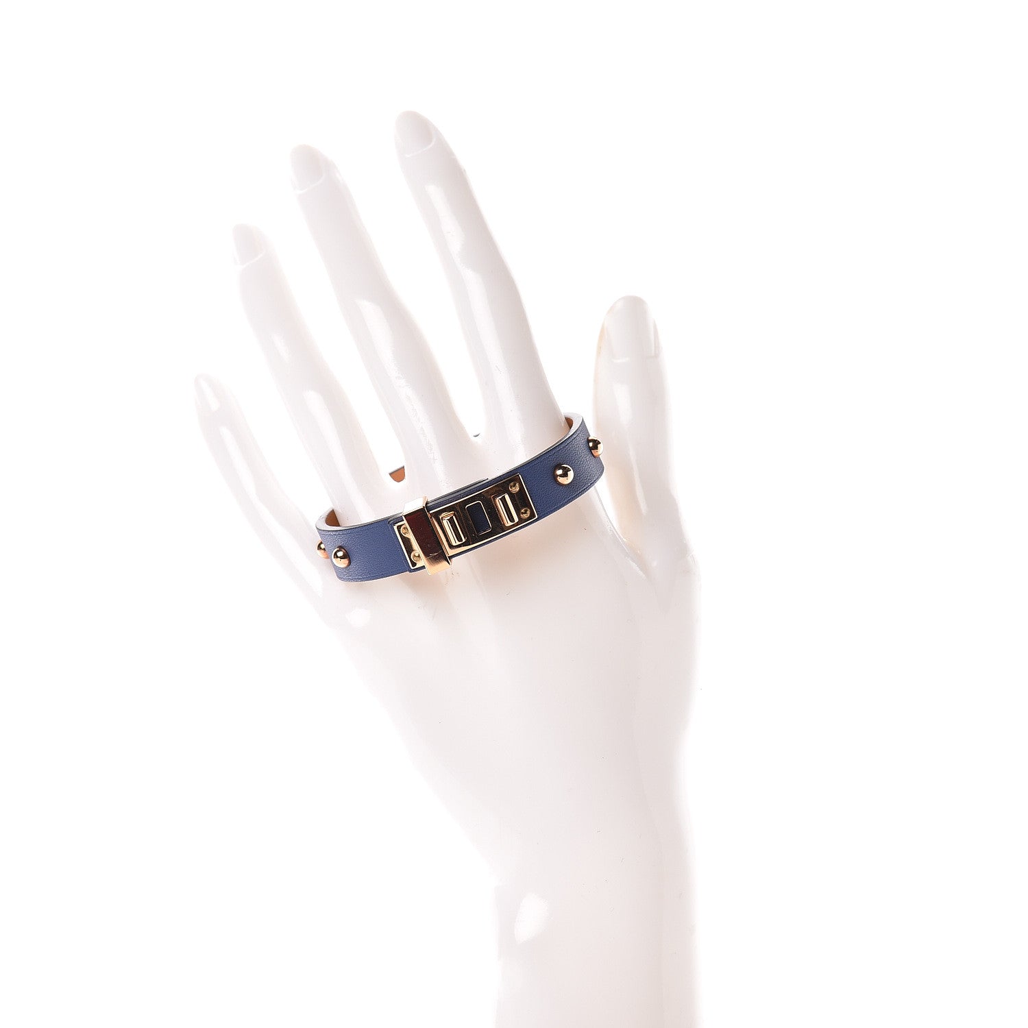 Hermes Swift Mini Dog Clous Ronds Bracelet T2 Bleu Brighton 2 of 8