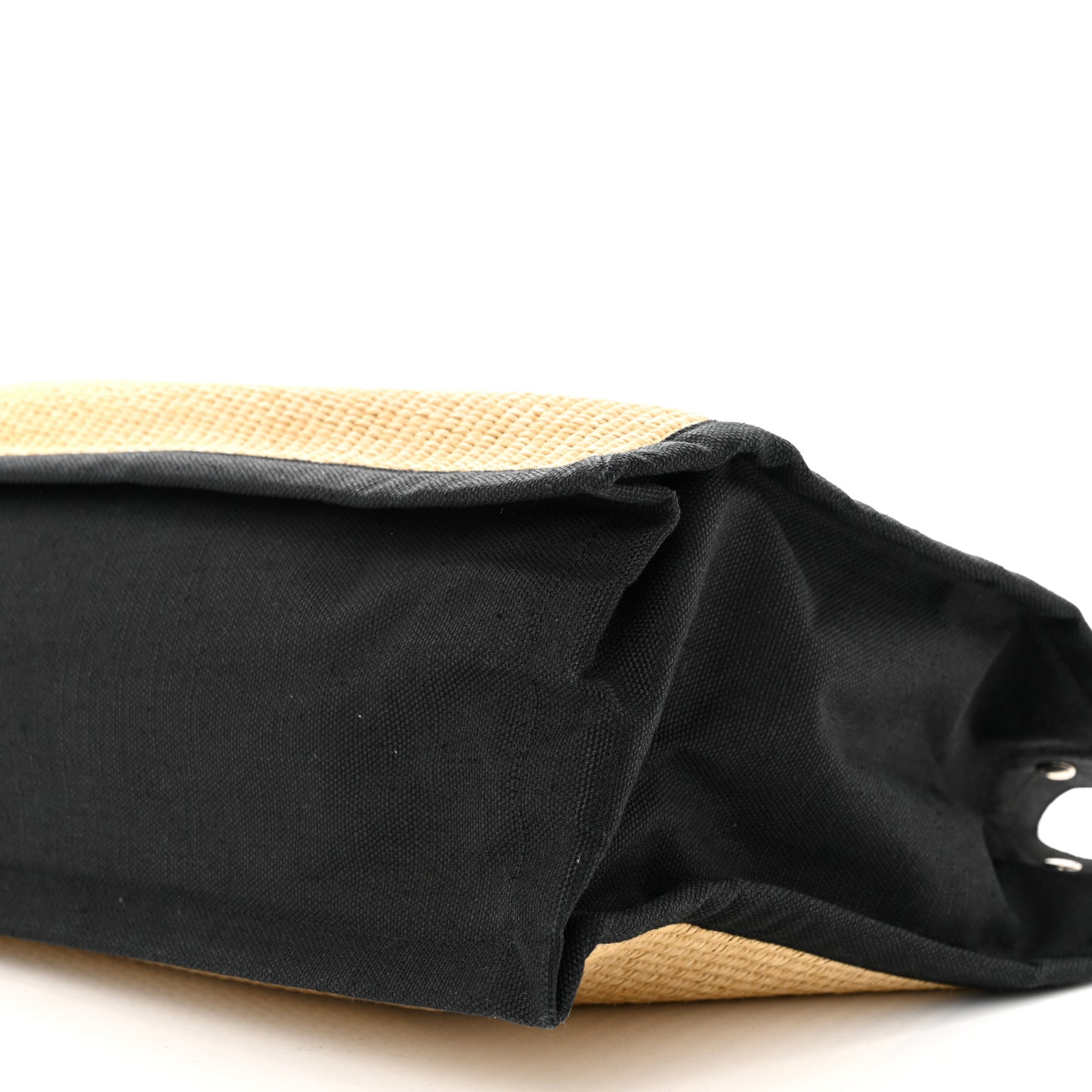 Raffia Linen Calfskin Rive Gauche Tote Naturale Black