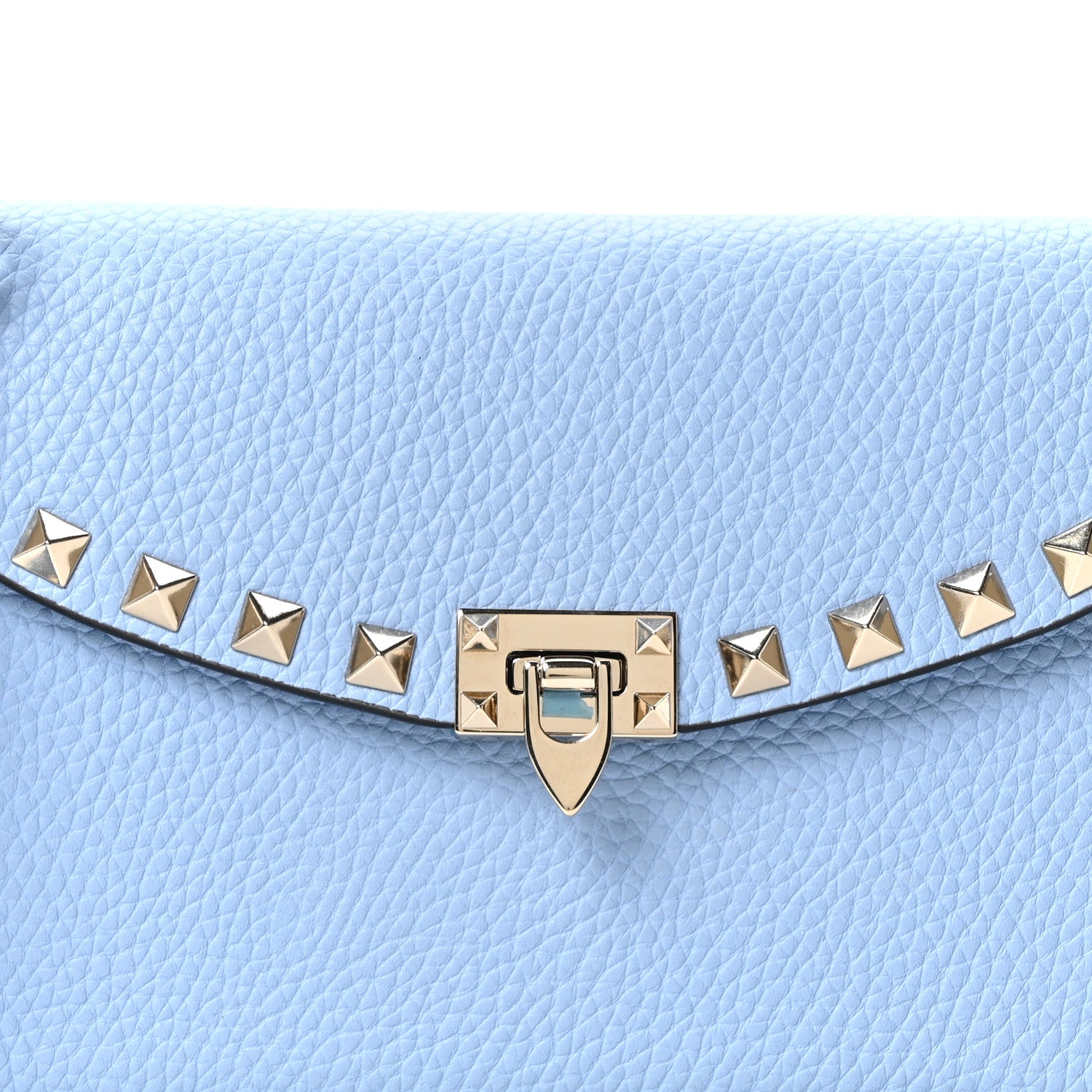 Valentino Garavani Grainy Calfskin Rockstud Flip Lock Wallet With Chain Niagra 6 of 9